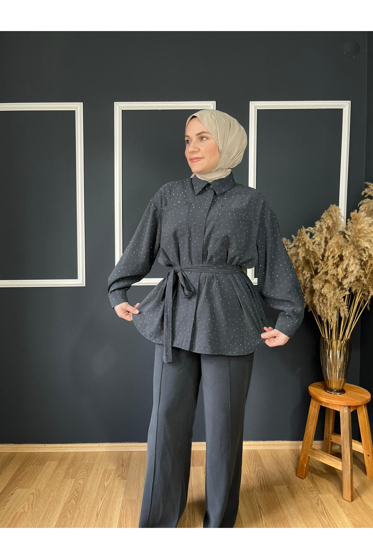 Antrasit Taşlı İkili Takım