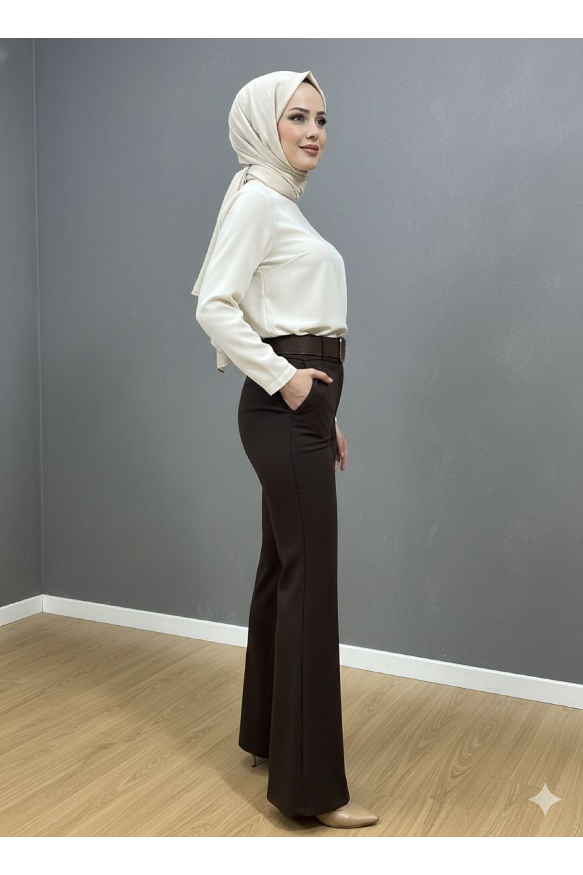 Scuba İspanyol Paça Kemerli Pantolon